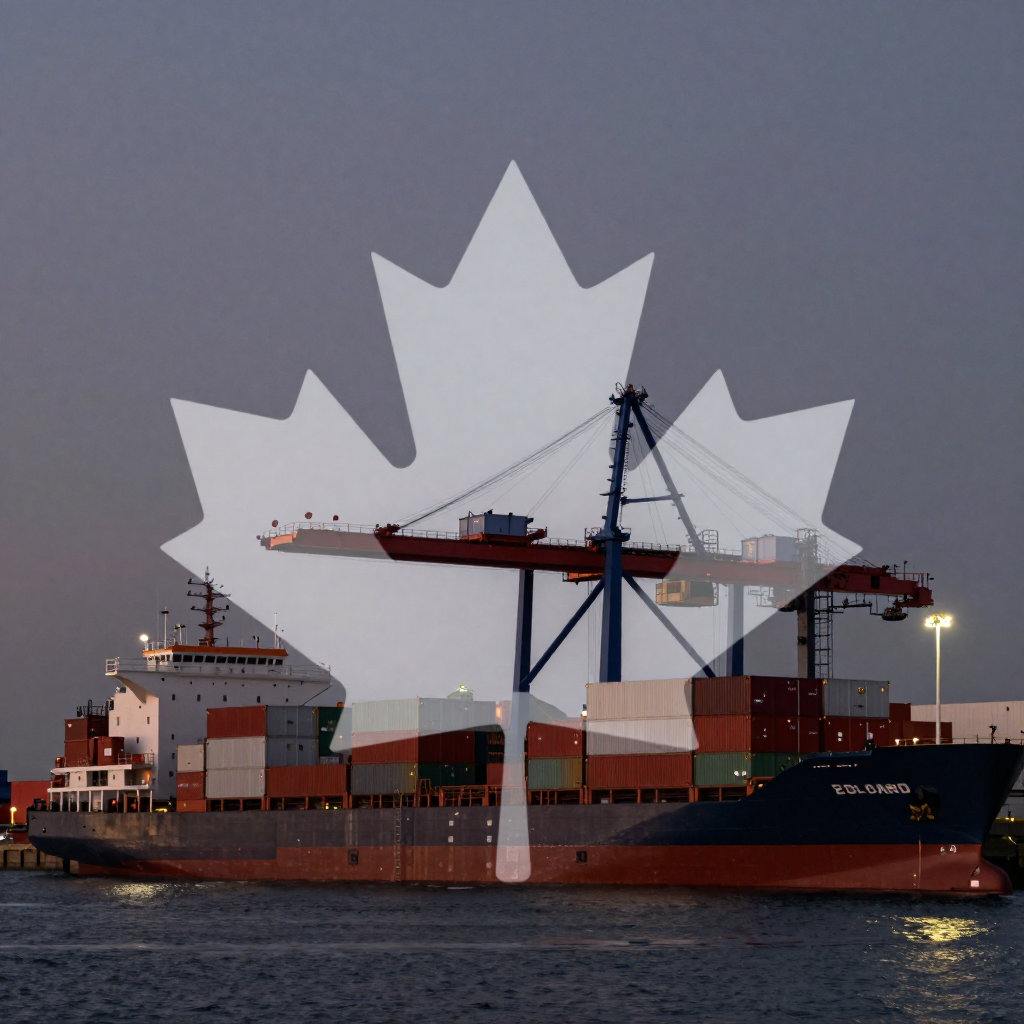Conceptual image representing Canada-US trade relations and tariffs. — trade war impact on mortgage rates
